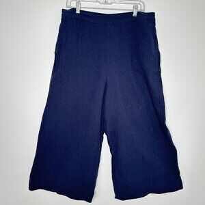 Boden Women's Wide Leg Pull On High Rise Navy Blue Culottes Size 12